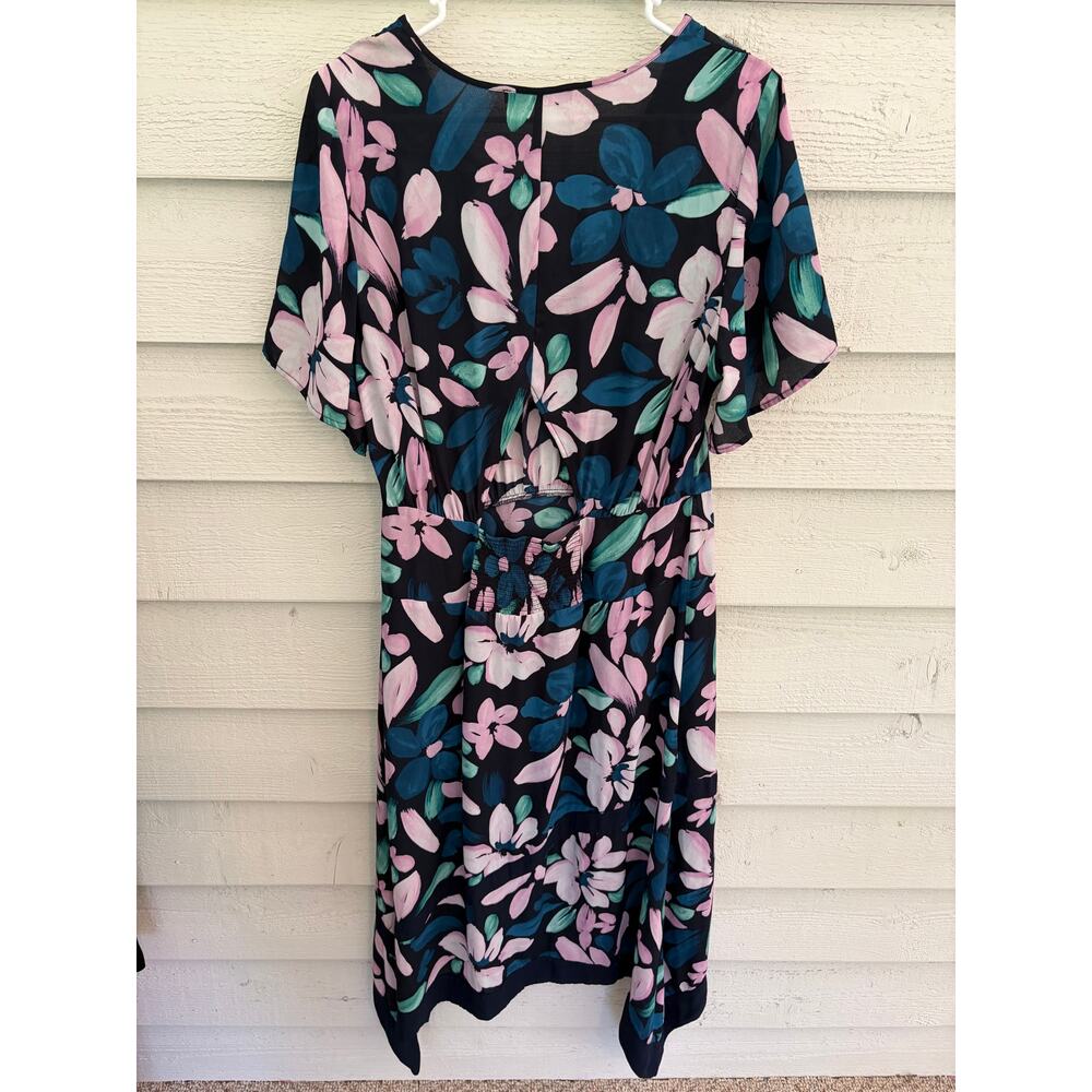 Octavia Floral Midi Dress Low Back Cutout Boho Flutter Sleeve XL - Picture 7 of 8